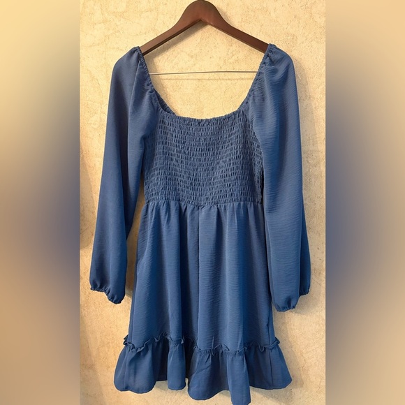 As U Wish Long Sleeve Blue Dress - Picture 2 of 3